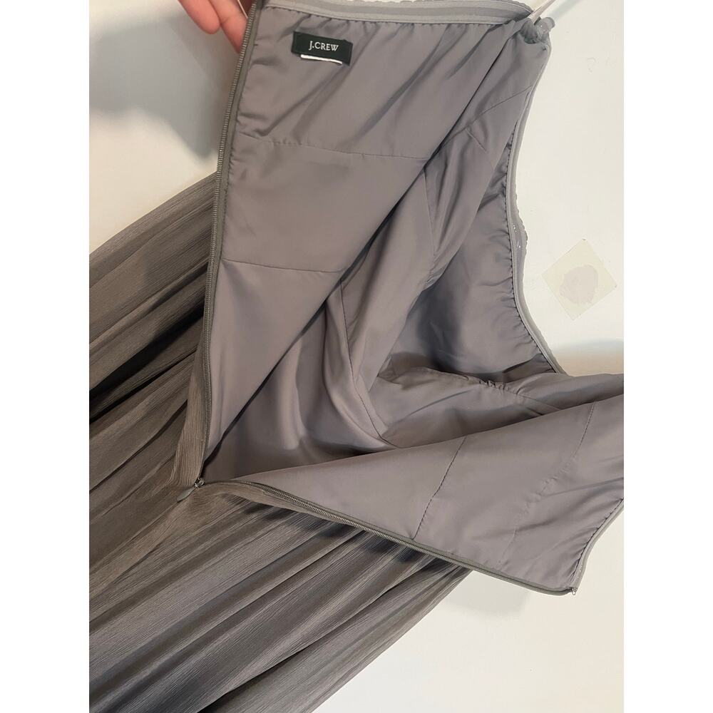 J. Crew Juliet Strapless Silk Chiffon Midi Dress Gray Small Bridesmaid Cocktail - Picture 7 of 8